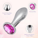 Small Butt Plug Anal Plug, Stainless Steel Personal Massager Butt Plug Sex Toy For Adult Women,Men And Couples,Rose Jeweled G Spot Anal Beads Toy