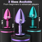 Premium Colorful Metal Anal Plug 3Pc Set - Luxury Round Jewel Base Butt Plugs For Prostate Massage, Couple Play & Anal Training, Body-Safe Material Adult Sex Toys Kit For Men&Women(Mix)