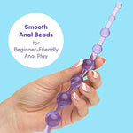Purple Anal Beads With Finger Loop - Beginner Friendly - 8 Inch