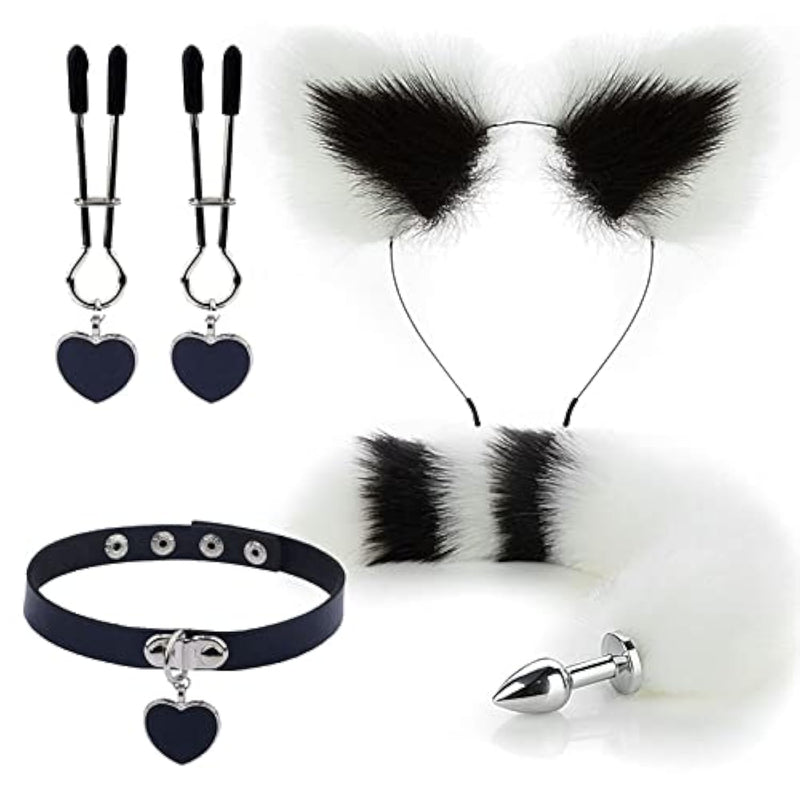 4Pcs/Set Anal Sex Toys Butt Plugs Set, Sex Fox Tail Anal Plug Sex Toys For Women Man Beginners Adult Couples, White