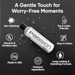 Passion Anal Desensitizing Lube, 8.25 Fl Oz - Maximum Strengthnatural Water-Based Lubricant For Comfortable Use, Long-Lasting Formula, Non-Staining & Easy To Clean