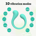 Omni Duet Bendable Dual-Head Couples Vibrator, 10-Mode G-Spot/Clitoral Stimulation, Ultra-Soft Medical-Grade Silicone, Usb Rechargeable, Waterproof (Seafoam Green)