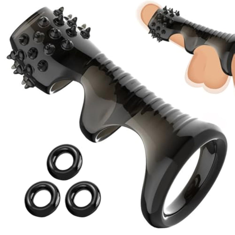 Penis Ring Sleeve Reusable Cock Ring Cage Sleeve Penis Enlargement Sleeves Penis Extender Adult Sex Toys For Men Penis Testicles G Spot Stimulation