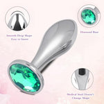 Sex Toys Anal Butt Plug, 3Pcs Adlut Toys Safety Metal Butt Plug Sexy Toy With Crystal Diamond Anal Toy For Men Women Anal Trainer Beginner (Green)