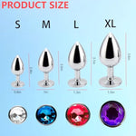 5 Pcs Anal Plug Beginner Set-Four Crystal Jewel Anal Plugs, 1Enema,Sex Toy Anal Training Kit-G Spot Anal Sex Adult Toy For Beginner Adult Unisex Women And Men Couple (Silver)