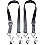 Spread Xl Labia Spreader Straps | Vegan Friendly Leather Straps And Rubber Tipped Pinchers To Spread Your Lips Open, Black (Ag465)