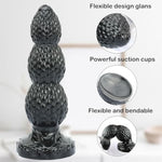 Anal Bead Butt Plug Trainer, Dragon Scale Anus Bead Butt Plug With Three Gradual Large Bead, Anal Dildo Prostate Vaginal Massage Anal Dilator With Strong Suction Cup For Male Female (M)