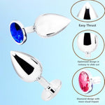 5 Pcs Anal Plug Beginner Set-Four Crystal Jewel Anal Plugs, 1Enema,Sex Toy Anal Training Kit-G Spot Anal Sex Adult Toy For Beginner Adult Unisex Women And Men Couple (Silver)