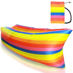 Rainbow Inflatable Sofa - Portable Lounger For Adults & Kids, Indoor Outdoor Camping Furniture Waterproof Pvc Bean Bag Chair | Festival, Beach, Dorm Room Decor | Easy To Inflate & Carry