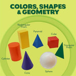7 Pcs 3D Shapes For Teaching And Math Manipulatives - Geometric Shapes And Geometric Solids, Math Teacher Supplies, Shapes For Math Manipulatives Kindergarten, 3D Shapes For Geometry Games