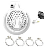 Small Sissy Chastity Lock Resin Male Chastity Device Honeycomb Chastity Device With 4 Penis Rings Bdsm Penis Cage Sex Toys For Couples (White, Arc Ring)