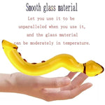 Glass Bent Pleasure Wand Double-Ended Butt Plug G-Spot Stimulation Dildo,Double Ended Anal Beads Butt Plug Crystal Dildo Massager Anal Sex Toy Masturbation Penis Anal Plug For Men Women