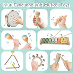 Baby Musical Instruments - Wooden Montessori Toys For Toddlers,Modern Boho Xylophone Includes Songbook With 13 Kids' Songs,Neutral Colors Wooden Percussion Instruments Set