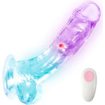 7 Inch Clear Glowing Dildo Vibrator With Suction Cup, Adult Sex Toy For Women With 10 Vibrating Modes, Remote Control, Realistic Dildos Vibrators For Men, Gay Sex Toys For G-Spot Anal Vagina