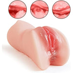 3 In 1 Pocket Pussy Male Masturbator & Drying Stick&Waterproof Storage Bag, Double-Ended Male Sex Toy Mouth Tongue Textured Vagina & Tight Anus For Men Masturbation (Flesh)
