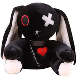 Rabbit Plush Doll, Halloween Scary Rabbit Stuffed Animal Long Ears Standing Toy, Suitable For Fans Easter Christmas Birthday Gift. (Small Black)
