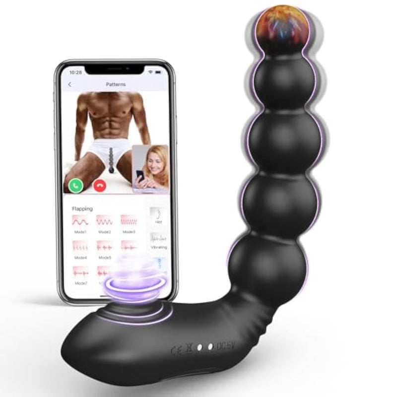 Prostate Massager Anal Beads Vibrator Sex Toys For Men, Anal Plug P Spot Massager Male Sex Toy With 9 Tapping 9 Vibrating, App Control Vibrating Butt Plug Anal Dildo For Multi-Stimulation