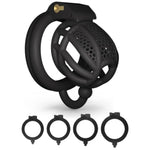 Chastity Cage Male Aeration Penis Cage Honeycomb Chastity Devices For Men Cock Cage With 4 Hooked Penis Ring Adult Sissy Chastity Bondage Sex Toys (Mini,Black)