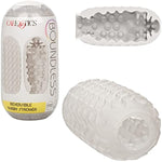 Boundless Reversible Nubby Stroker – Textured Male Pleasure Sleeve With Case– Sex Toys For Men – Clear