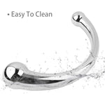 Double Ended Massage Wand Sex Anal Plug G-Spot Metal Anal Bead Stimulate Fetish Anal Plug Dildo Metal Curved Dual Ended Masturbation Sex Toy For Couple, Silver