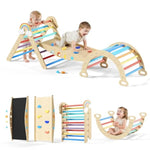 Pikler Triangle Set, 10In1 Toddler Climbing Toys Indoor, Montessori Kids' Indoor Climbers & Play Structures With Arch&Ramp&Ladder, Indoor Baby Climber For Montessori Toys