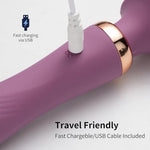 Dual-Ended Dildo Vibrator Wand, Sex Toys Women, 10 Vibration Patterns, Powerful Quiet Motor, Adult Sex Toy, Cordless & Waterproof Massager Solo & Couple Clitoral Nipple Weight Toys-Purple