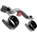 Cock Bondage Flail With Wooden Clip, Adjustable Ankle Cuffs Scrotum Humbler Bdsm Penis Adult Sex Toys Men Sm Cbt Testicle Toys, The Extreme Bdsm Enforcer Humbler With Ankle Restraints