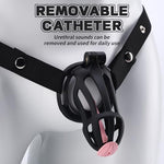 Male Chastity Cage with Belt, Large Chastity Device with 5 Sizes Rings and Invisible Lock for Man Penis Exercise Bondage Gear & Accessories Lightweight Adult Sex Toys(2D-Black)