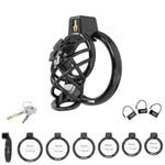 Chastity Device Cock Cage With 6 Different Rings Chastity Cage With Invisible Lock For Restraining A Man'S Penis Hollowed Out High Heeled Penis Cage Is Breathable And Comfortable Sex Toys (L,Black)