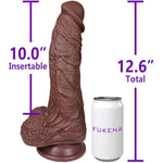 The Absolute Unit By - Extra Large Dual Density Silicone Dildo, 10.0 Inch Insertable, 3.1 Inch Max Width (Dark Skin)