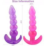Butt Plugs, 2 Pcs Anal Training Kit Soft Jelly Anal Plug G-Spot Prostate Massager Anus Trainer For Adult Masturbation Sm Beginner Gay Couple Sex Game Play For Men Women Couples(Purple + Pink)