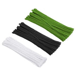 300 Pcs Chenille Stems, 12 Inch Black, Light Green & White Pipe Cleaners