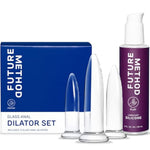 Silicone Anal Lubricant - Personal Lubricants For Frictionless, Long-Lasting Glide (3.0 Fl Oz) - Body-Safe Glass Anal Dilator Set 3-Piece, Anal Trainer Butt Plug Kit