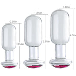 3Pcs Set Glass Anal Butt Plug With Crystal Diamond Transparent Crystal Anal Trainer Sex Toys Large Medium Small Butt Plug Anal Toys For Women Men Couples Anal Expander Training Sex Toy