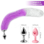 Sexy Fox Tail Anal Butt Plug With 2 Replaceable Anal Plug Silicone Butt Plug Sex Fox Tail Metal Anal Trainer Anal Tail Cute Cosplay Foxtail Anal Sex Toys For Women Man Beginners (Purple+White)
