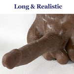 Huge Thick Dildo for Adult, Dildo Sex Doll Torso for Woman Man, Masturbator Toy with Fixed Base, Soft TPE Material Uniex Adult Sex Toy, Bendable Male Dildo Adult Doll Torso - Brown Black Skin