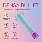 Densa Flexible Long Bullet Vibrator For Women - Female Sex Toys With 8 Vibration Modes & Boost Mode - 100% Waterproof, Magnetic Usb Charging, Liquid Silicone, Travel-Friendly Adult Toys (Light Blue)
