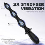 3 Motor Vibrating Anal Beads & Plug, 10.25'' Silicone Anal Trainer Dildo Vibrator Prostate Massager With Handle, Rechargeable Butt Plug With 10 Vibrations, Adult Sex Toys & Games For Men Women Couples