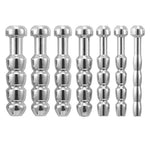 7Pcs Male 2" Short Urethral Plug Hollow Catheter Cascading Beaded Stainless Steel Cum Thru Urethra Stretcher Dilator Training Set Glans Stimulation Masturbation Safety Stopper Top