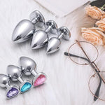 3 Pcs Luxury Jewelry Design Fetish Heart Metal Anal Butt Plug(Mixed-1)