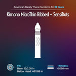 Kimono MicroThin Ribbed with Sensi-Dots Pack of 12 - Textured Lubricated Condoms, Snug Form-Fit, Natural Latex, Vegan-Friendly, No Latex Odor - Enhanced Sensitivity
