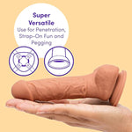 Lifelike Lover Luxe Realistic Dildo - 6 Inch Suction Cup Dildo For Women - Flexible Smooth Silicone Shaft With Balls - Harness Compatible Strap On - Waterproof - Flesh Tan