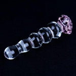 7" Crystal Glass Dildo Sex Toy With Progressive Anal Beads, Anal Dildo Butt Plug Toy, Rose Toy G-Spot Stimulation Pleasure Rod, Anal Trainer Adult Sex Toys And Games For Couples Sex For Men And Women