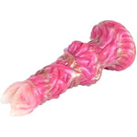 Medium Size Dragon Colorful Monster Silicone Dildo Anal Plug Soft Flexible Alien Style Knotty Fantasy (Rose-Red)