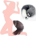 Butt Plug Fox Tail Cosplay Anal Plug Anal Butt Plug Adult Sex Toys For Beginner Women Men Couple (18" Gray)