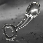 Glass Butt Plug With Pull Loop Anal Plug Prostate Massager With Long Neck And Tapered Head Fetish Anal Dilator Masturbation Sex Toy For Men Women, 4.84 X 1.33 Inch Transparent