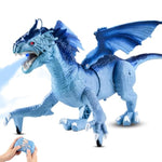 Remote Control Dragon Toy For Kids With 360° Swaying Head, Roaring, Spraying & Light Up - Remote Control Robot Toys For Kids - Birthday, For Boys Girls -Blue