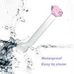 Glass Anal Plug Trainer With Rose Loop, Butt Plug Prostate Massager With Long Neck Base, G-Spot Glass Dildo Pleasure Wand Crystal Anal Sex Toys Stimulator For Men Women Masturbation (L)