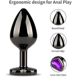 Anal Plug 3Pcs Sex Toys Anal Training Set Metal Butt Plug Adult Trainer Kit Toy With Crystal Diamond S&M Adult Gay Anal Plugs Toy For Beginners Couples Women Men Unisex(Purple)