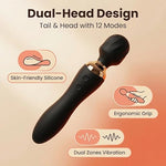 2-in-1 Dual-Ended Vibrator for Women – G-Spot & Clitoral Stimulator, 24 Modes Wand Massager, Quiet, Rechargeable, Waterproof, Soft Silicone, Sex Toy for Solo & Couples (Black)